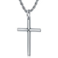 Sterling Silver Cross Pendant Necklace Cuban Chain Necklace Rope Chain Necklace D582