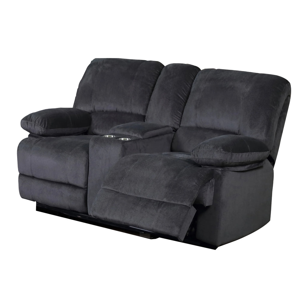 Grey Reclining Love Seat with Console C853