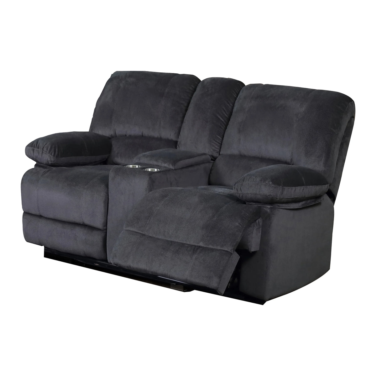 Grey Reclining Love Seat with Console C853