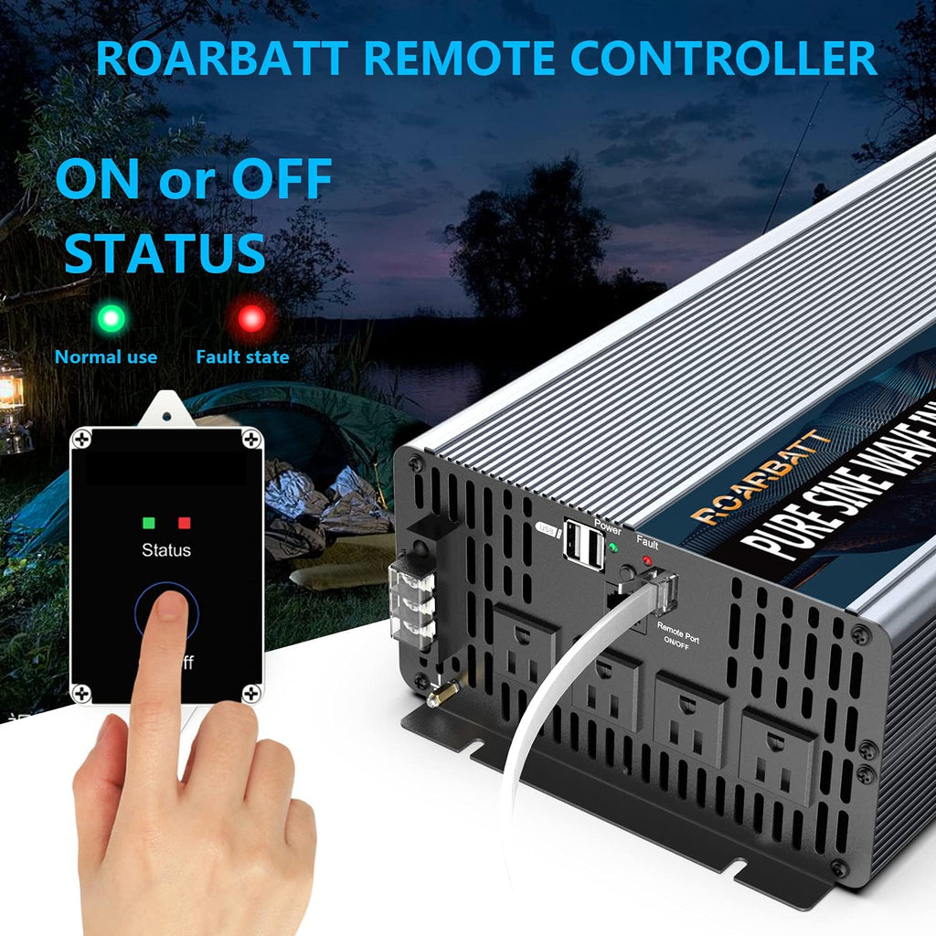 4000Watt 12V DC to AC 110V 120V Power Inverter with Remote Control 4 AC Outlets Dual USB Port G9683