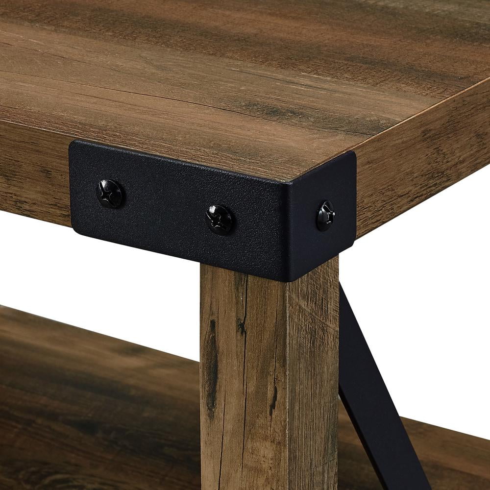 Rustic Oak 70" Glass Door TV Console Q280