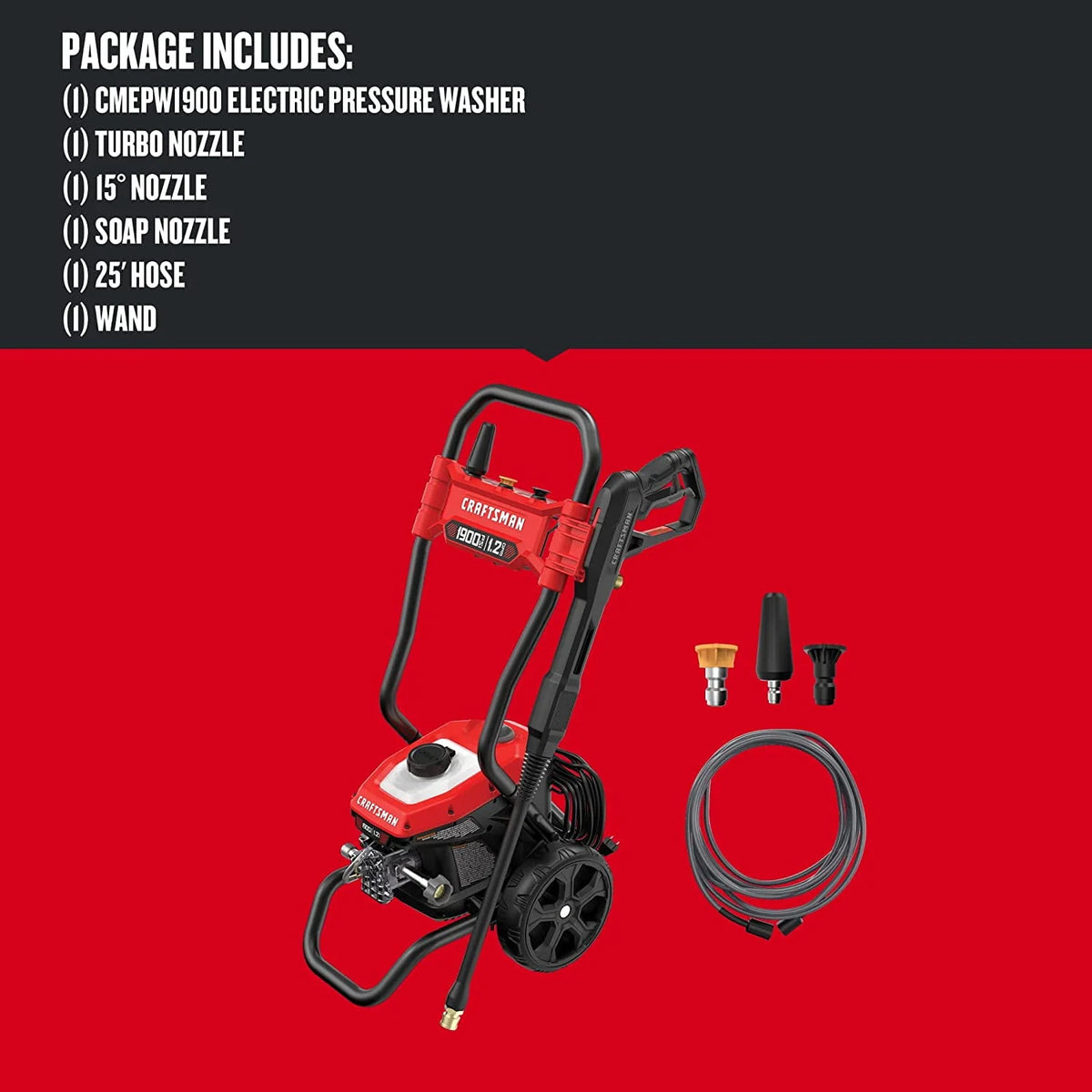 Cold Water 1900 PSI 1.2 GPM Electric Pressure Washer N422