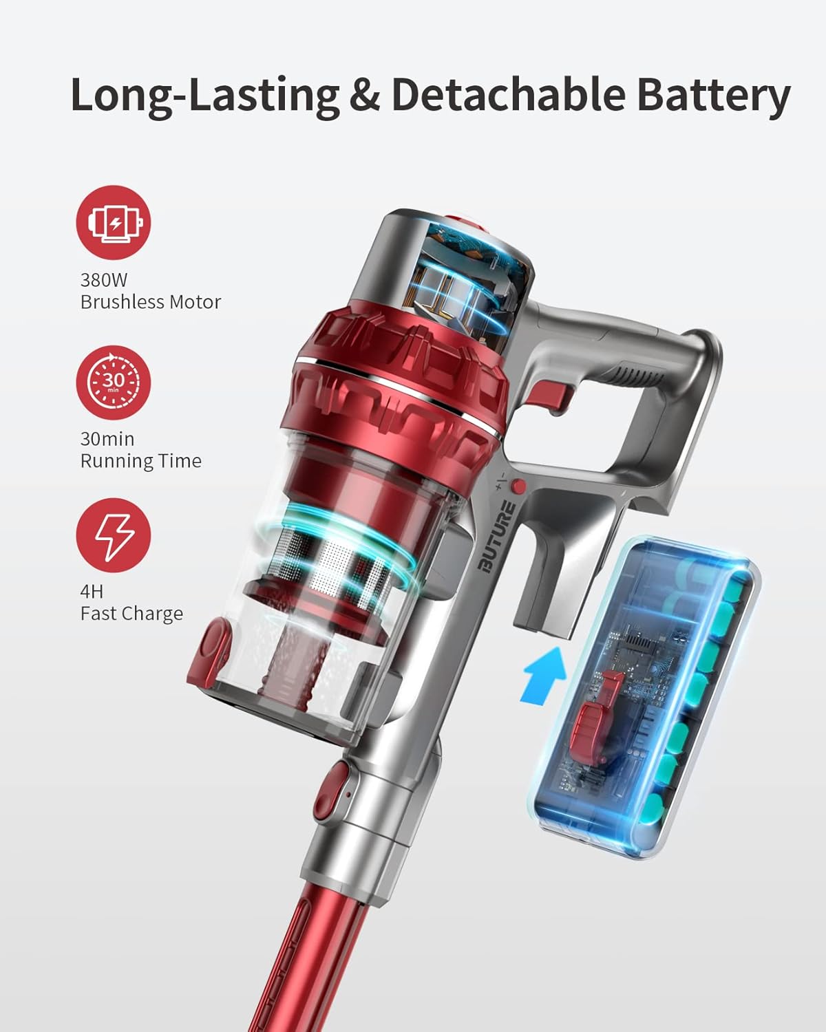 Cordless Stick Vacuum Cleaner with Detachable Battery X98088