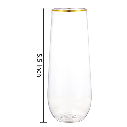 24PCS 9 Oz Stemless Plastic Champagne Flutes J948