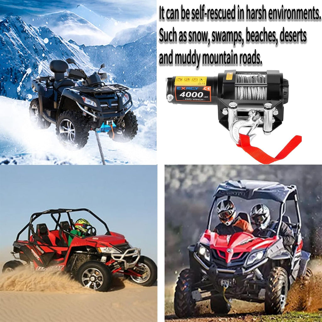 12V 4000 lbs Electric Winch Kit with Steel Rope and Wireless Remote Control N886