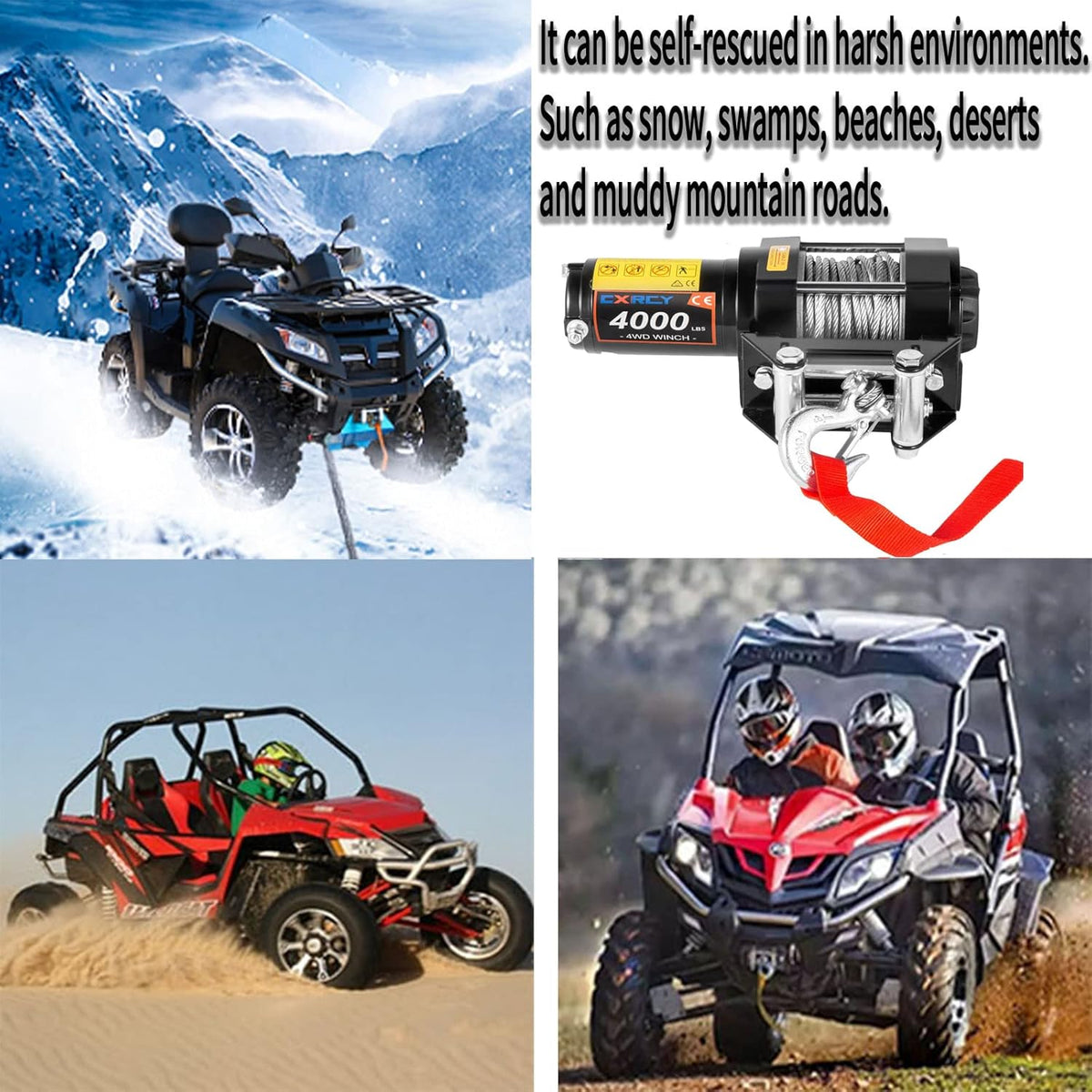 12V 4000 lbs Electric Winch Kit with Steel Rope and Wireless Remote Control N886