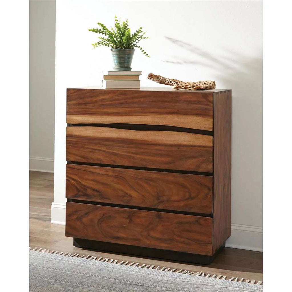 4-drawer Chest Smokey Walnut and Coffee Bean S278