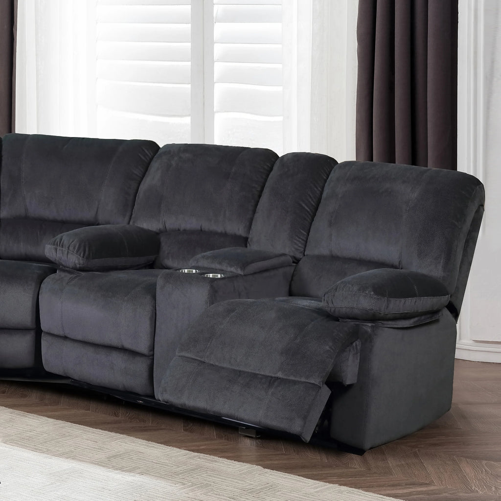 Grey Reclining Love Seat with Console C853