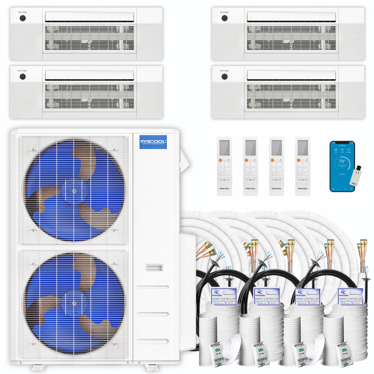 39,000 BTU 4 Zone Ceiling Cassette Ductless Air Conditioner and Heat Pump J239