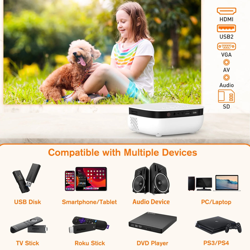 Mini Projector 720P Portable Full HD Home Theater Projector P677