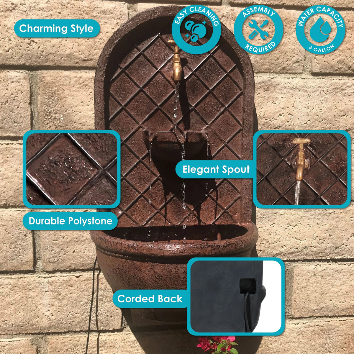Bronze Solar Wall Fountain R2136