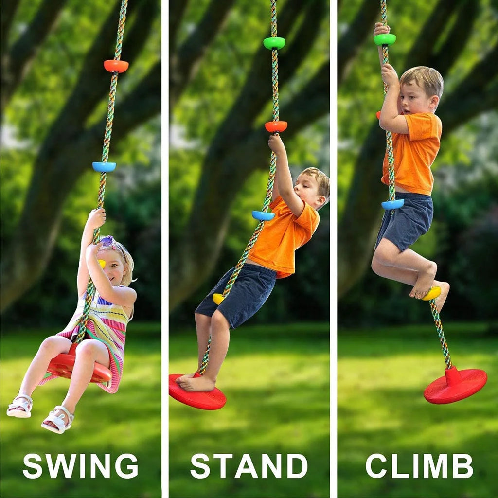 Green Heavy Duty Swing Set with Climbing Ropes and Platforms C413642
