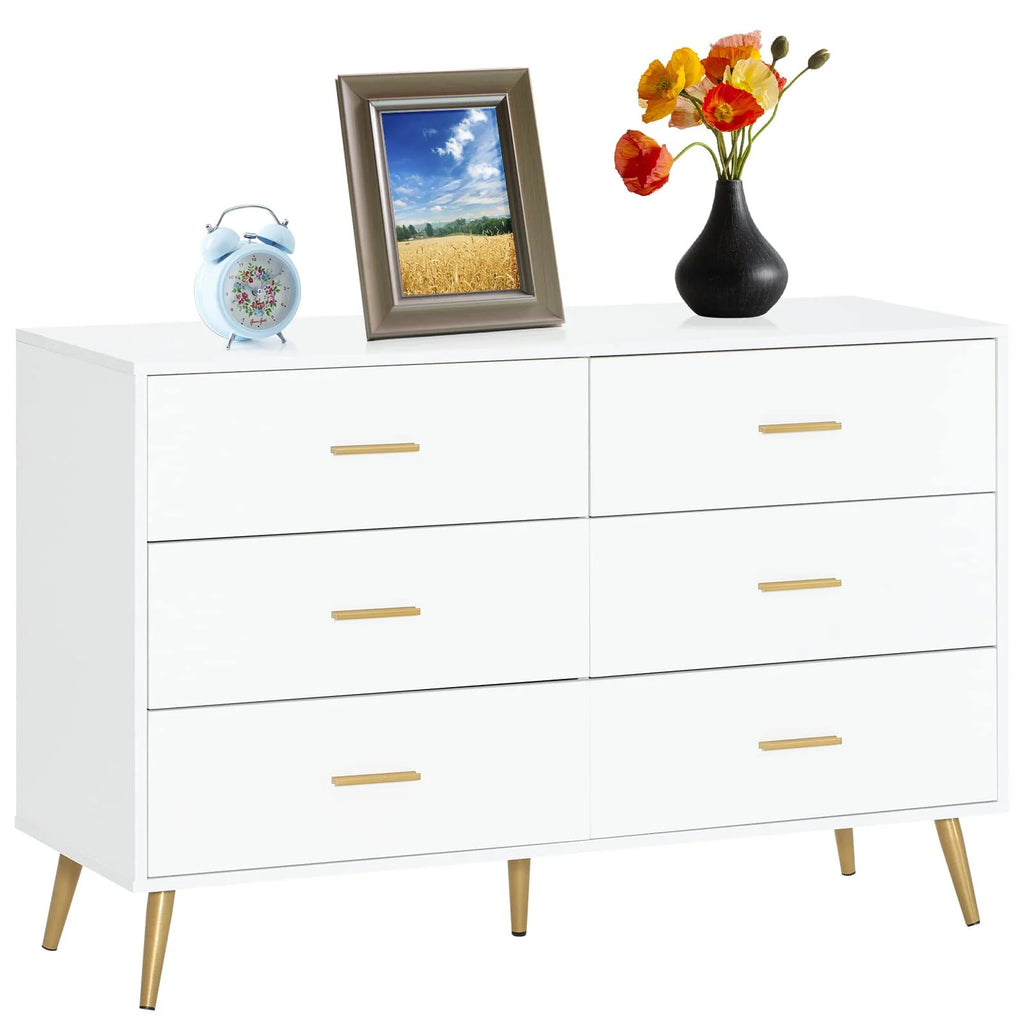 White 6 Drawer Dresser J71493