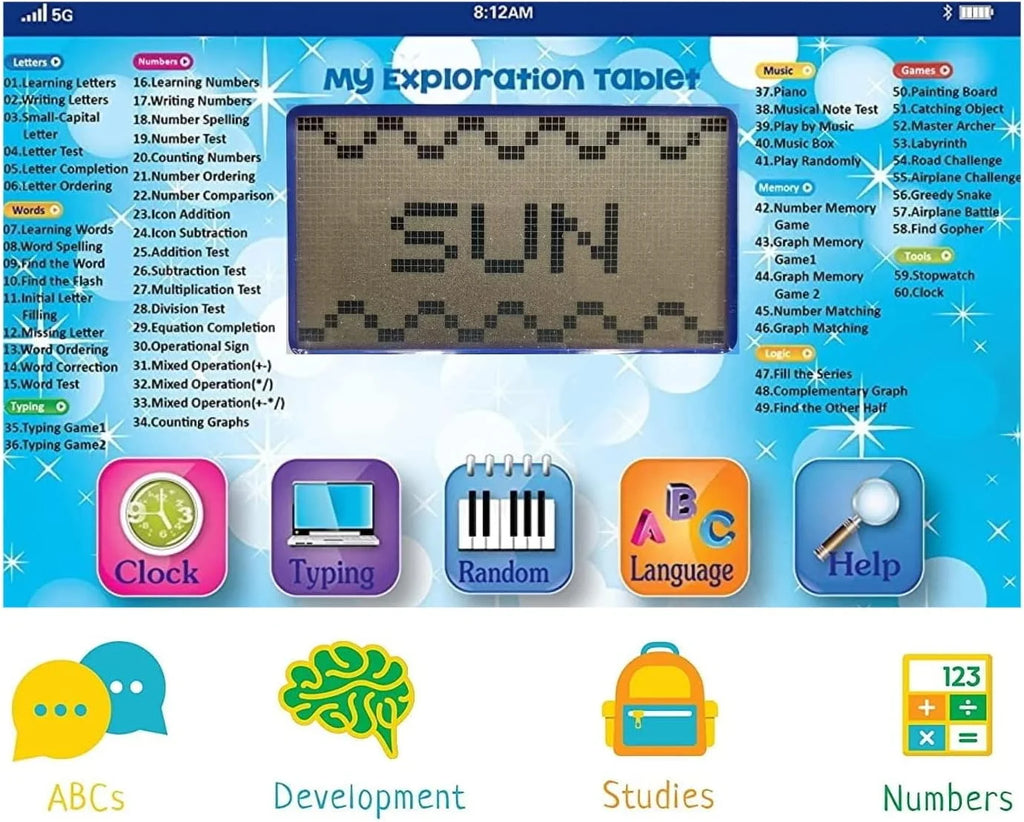 Blue Educational Learning Toy Tablet with LCD Screen and Keyboard O693423