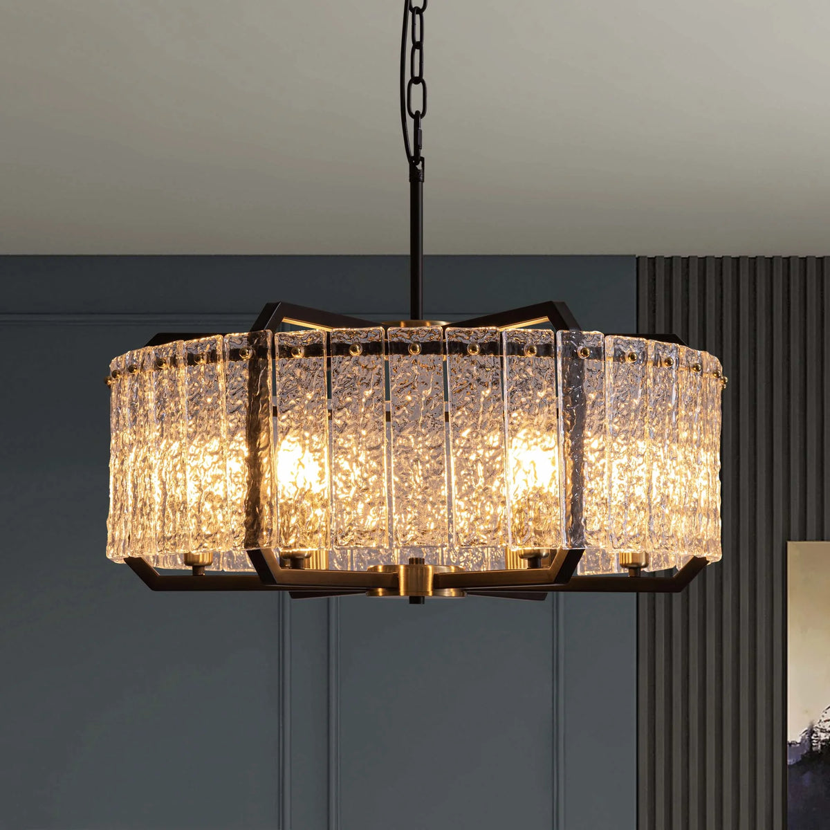 Black 6-Light Water Ripple Glass Chandelier Z8150