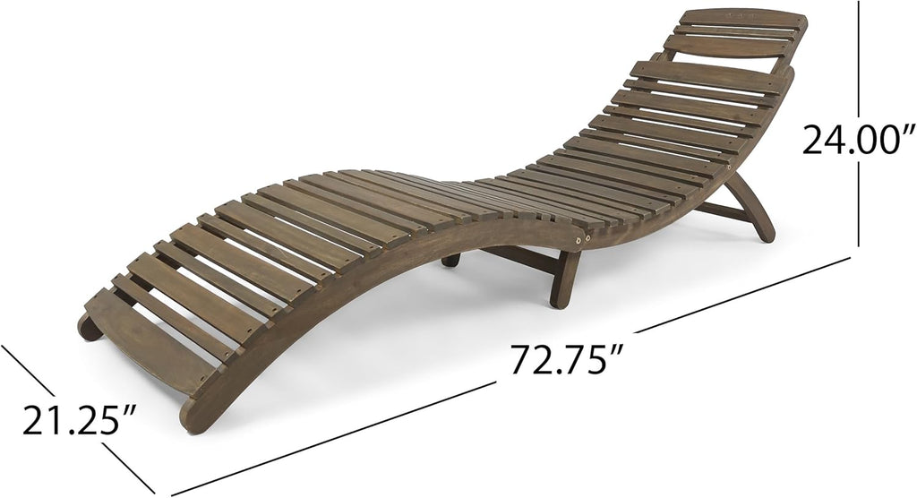 Gray Acacia Wood Foldable Chaise Lounge Set of 2 U684708