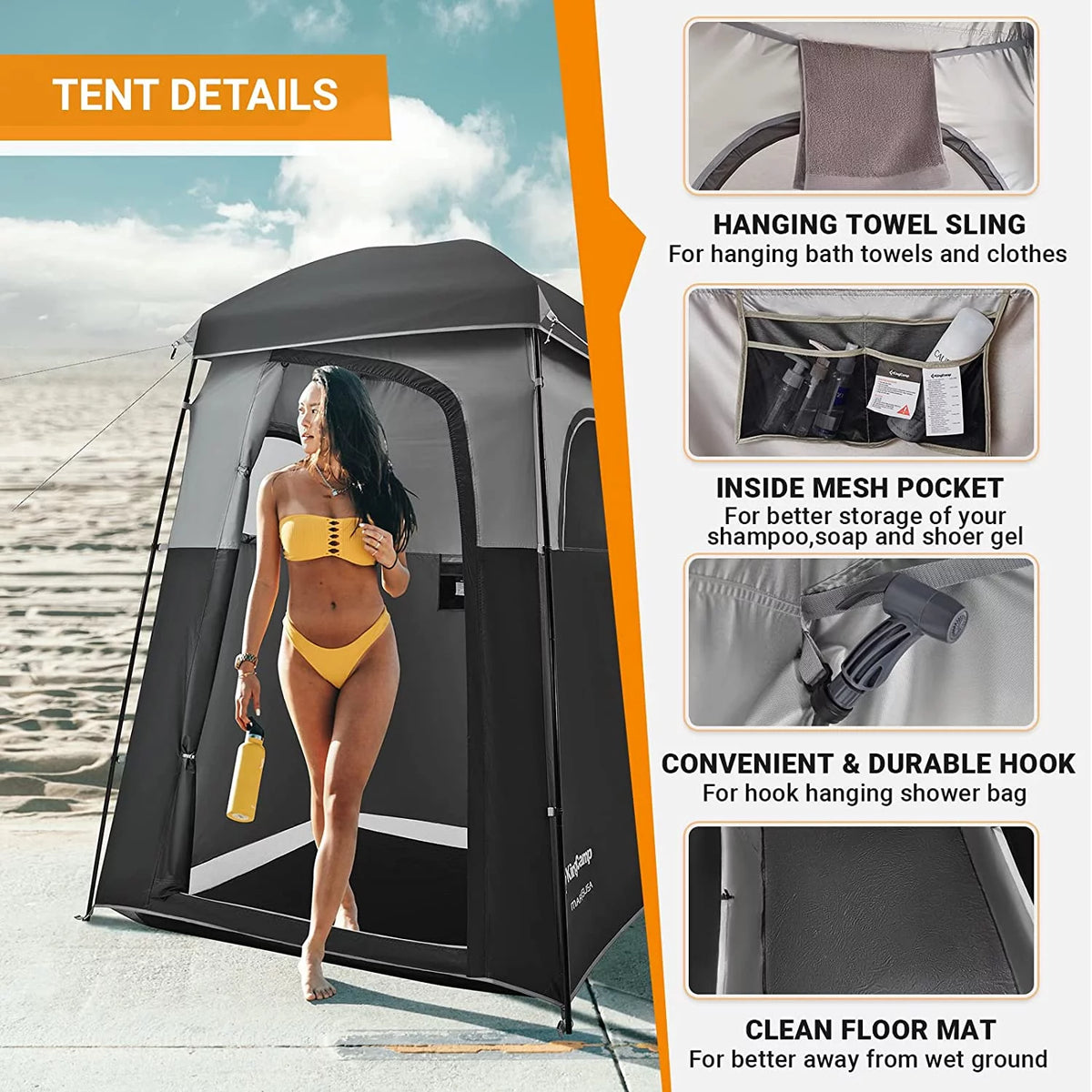 Oversized 1 Room Waterproof Camping Privacy Tent D409358