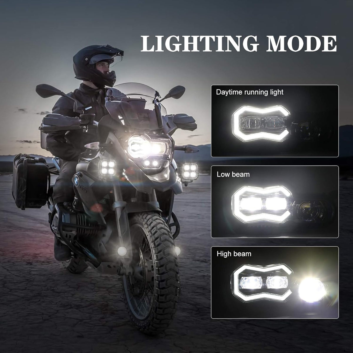 LED Headlight Assembly with Angel Eyes DRL High/Low Beam P968