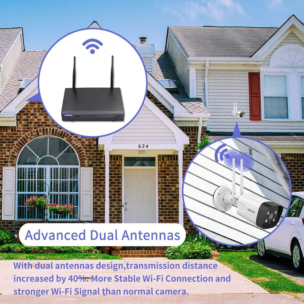 Wireless Security Camera System, 8Pcs 5.0MP CCTV Home Wi-Fi IP Cameras, 8 Channel NVR, 4TB HDD, IP67 L9930