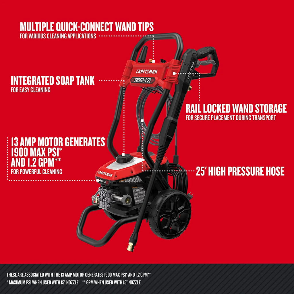 Cold Water 1900 PSI 1.2 GPM Electric Pressure Washer N422